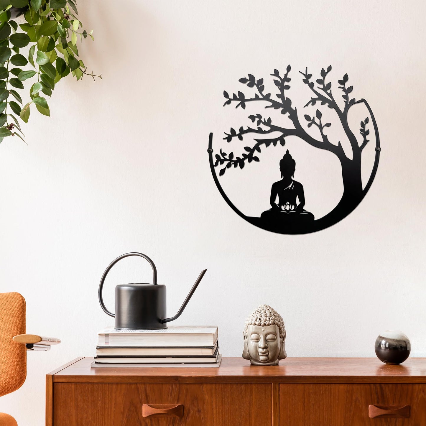 Slagindeco Metal Tree Of Life And Buddha Wall Decor, Zen Lotus Meditation Spiritual Art, Hindu Decor For Home Office Living Room Bedroom Yoga Meditation Room And Outdoor