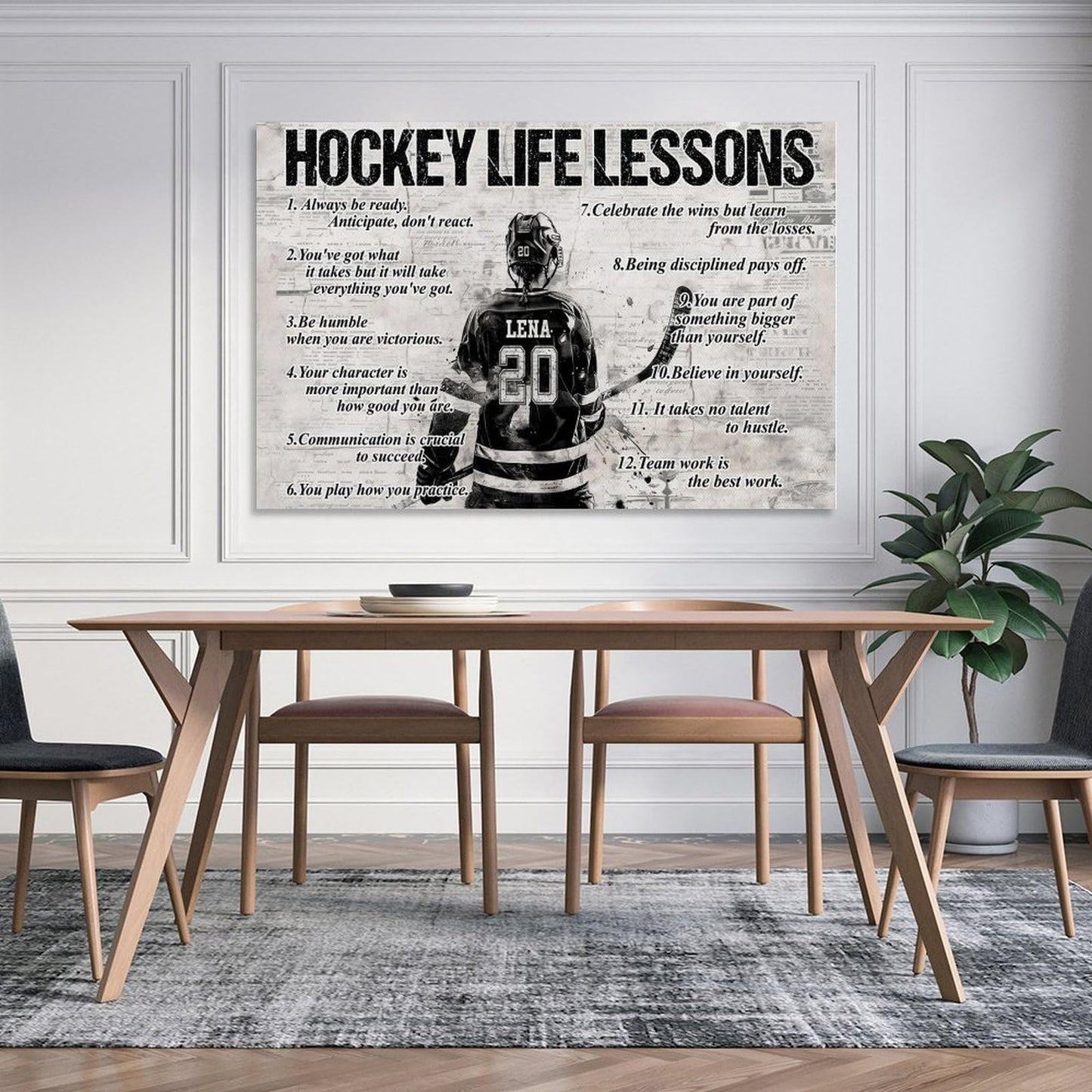 JHAMZPOSTER Hockey Life Lessons Poster Motivational Sports Canvas Wall Art Aesthetic Decorative Painting Living Room，Bars Cafes, Restaurants, Pool Halls And Hotelsstyle 12x18inch(30x45cm)