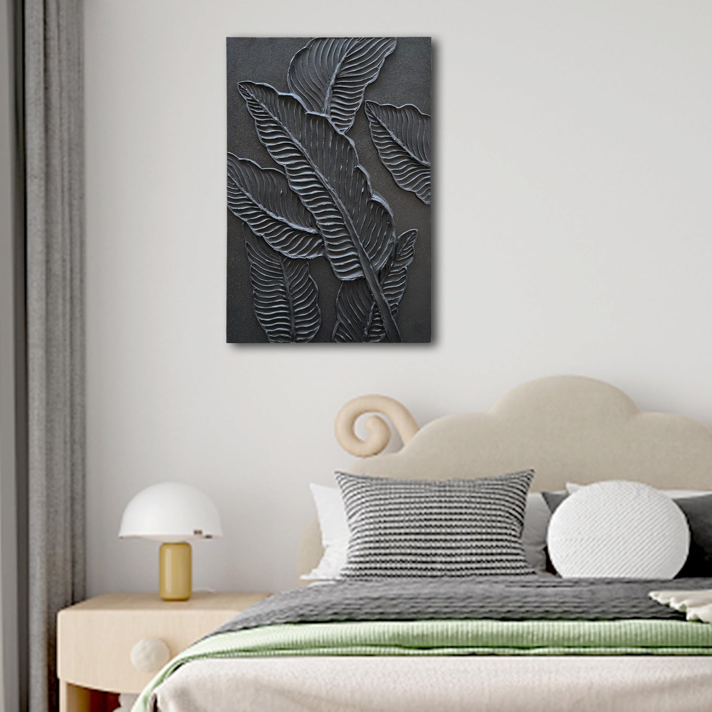 NANKAI Art Hand-Painted Black Thick Textured Art Oil Painting 36x24 inch Contemporary Abstract Art Painter's Living Room Corridor Wall Decoration