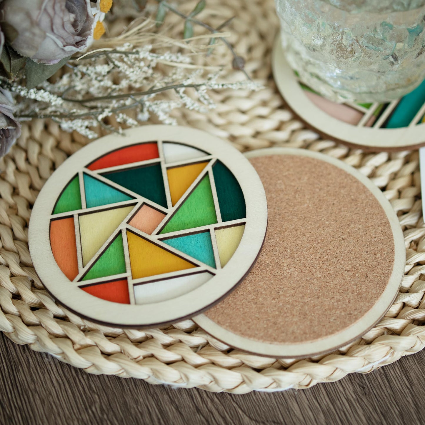 Temlum Wooden Coasters Painting Kit, Paint You Own Coaster Wooden Painting Craft Kit for Adults and Beginners Art Craft Supplies (Barn Quilt)
