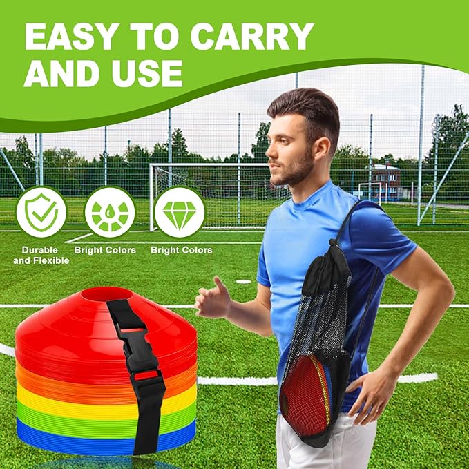 Ashsajkd(Set of 25/50/100 - Agility Soccer Cones with Carry Bag and for ï¼?Football Cones for TrainingFootball, Basketball, Coaching, Agility Cones for Indoor and Outdoor Games