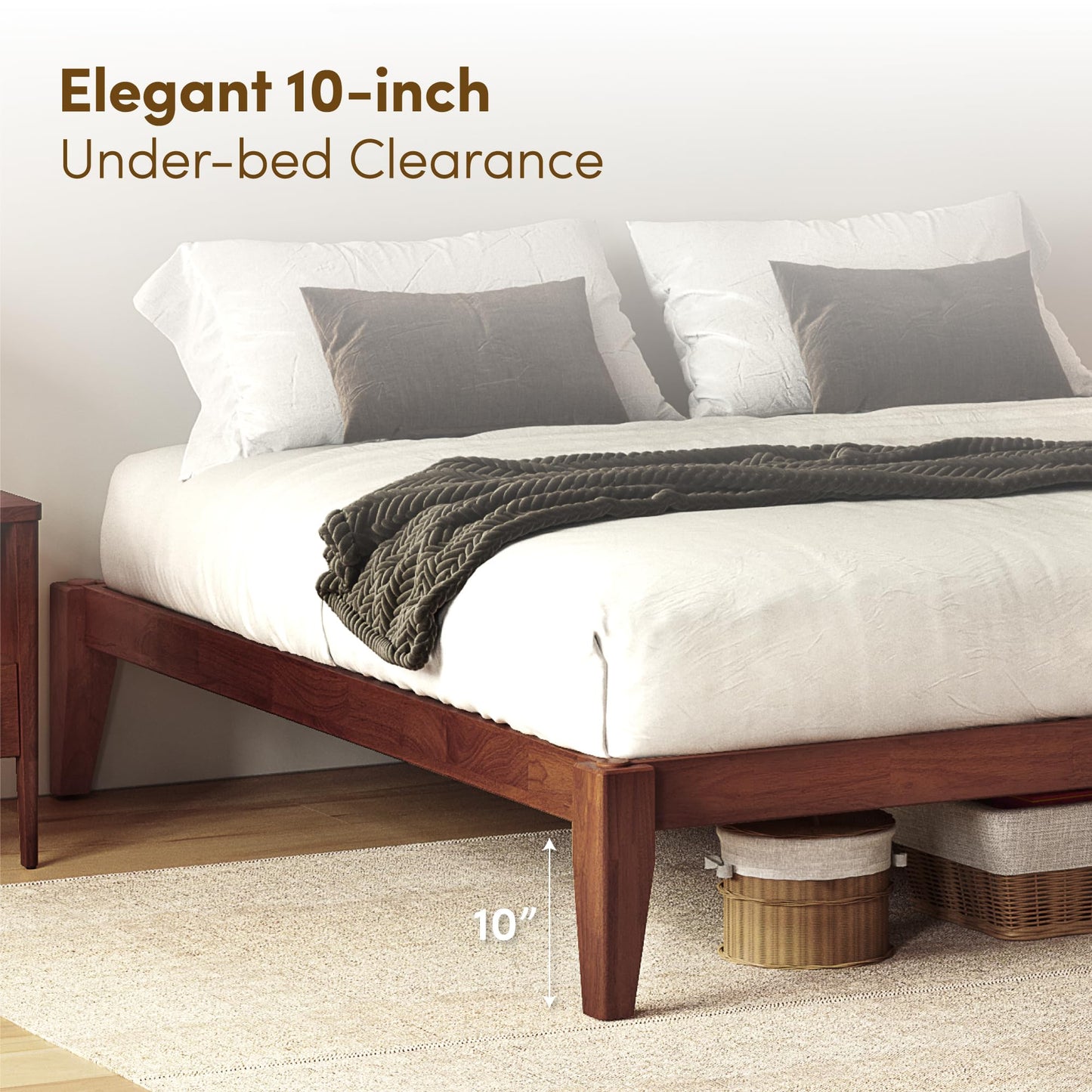 AllForWood Thor Premium Solid Wood Bed Frame Full, Japanese Joinery Bed Frame with Wood Slat Support, Platform Bed, No Box Spring Needed, Easy Assembly, Minimalist & Modern Style (Mahogany)