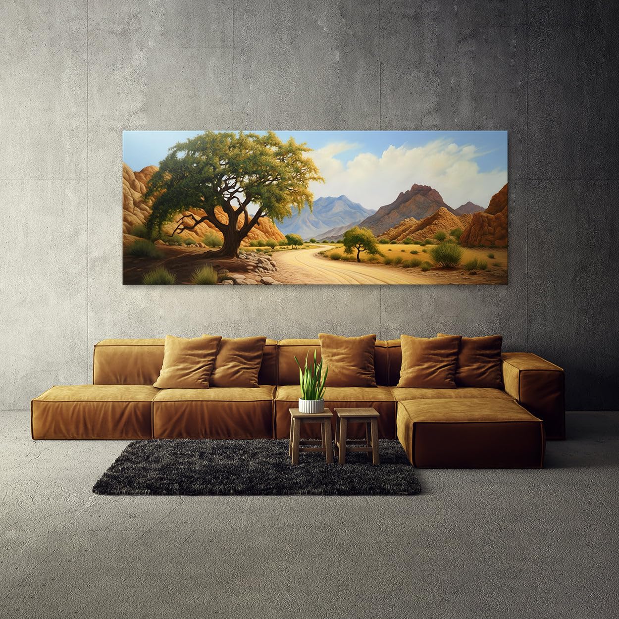 Sense Canvas Desert Landscape Road 8 Canvas Art - Home Decor Wall Art Print Poster Painting Large 40x16 / 0.75"