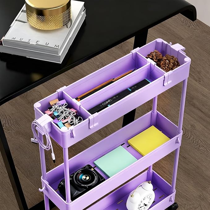 SPACELEAD 2-piece Set Slim Storage Cart 3 Tier,Bathroom Organizer Rolling Utility,Mobile Shelving Unit Slide Out for Office, Kitchen, Laundry Room & Narrow Places