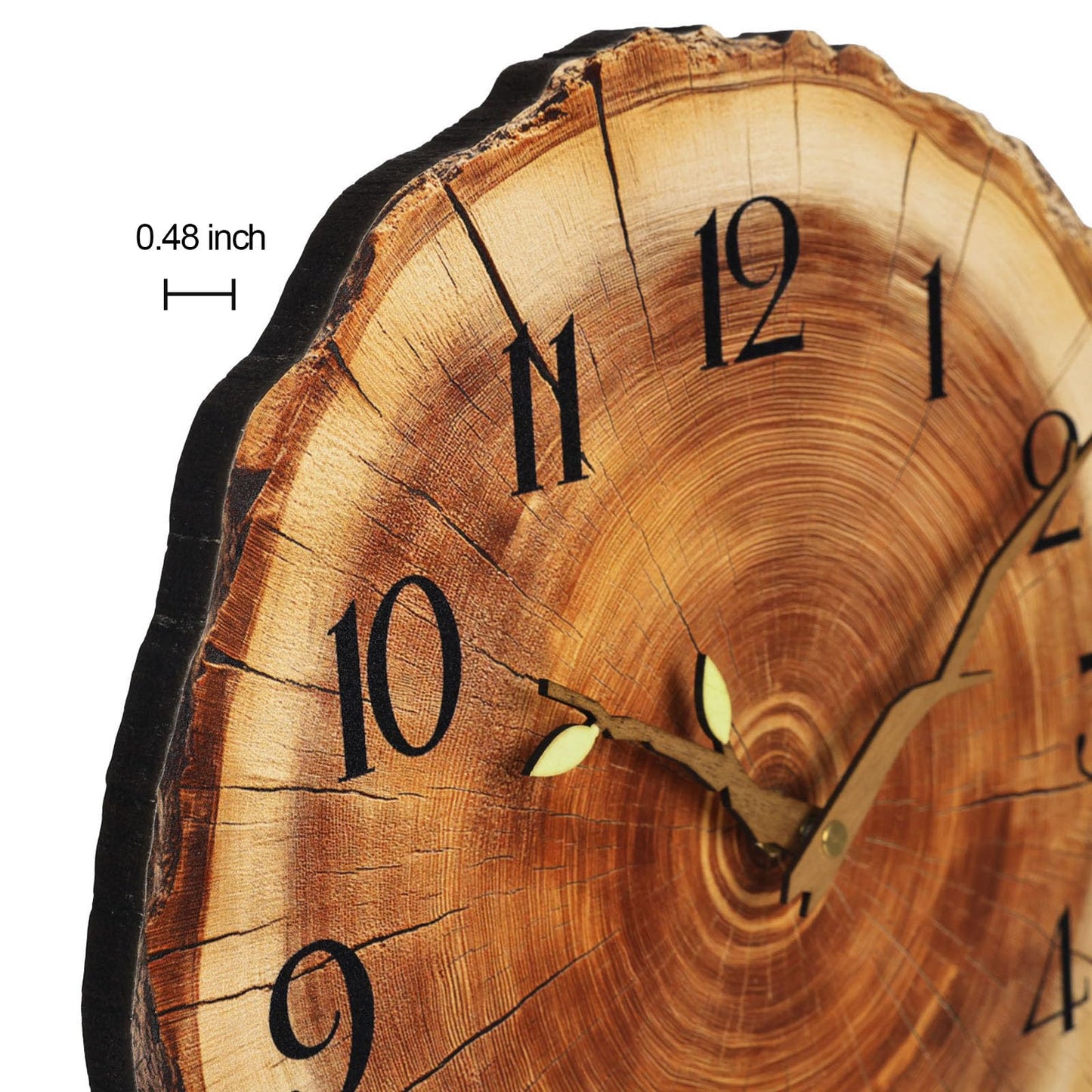 JoFomp Annual Ring Wooden Wall Clocks Battery Operated, 12 Inch Silent Wall Clock Non Ticking, Rustic Wall Clock Decorative, Wood Wall Clocks for Living Room Decor Bedroom Kitchen Home Office