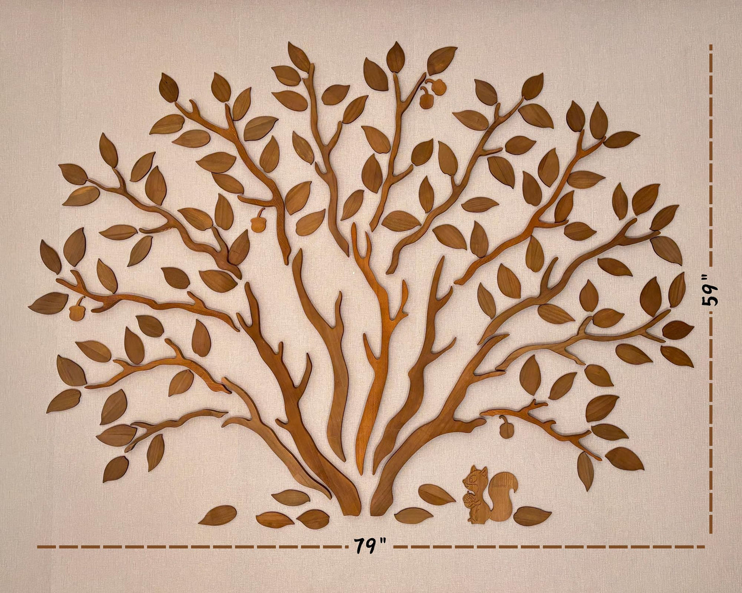 Handmade Solid Wood Oak Tree Wall Art – Environmentally Friendly Natural Wood, Artisan Carved DIY Wall Decor for Living Room, Bedroom, Yoga Room, Reading Nooks, Office, 79"Wide x 59"High