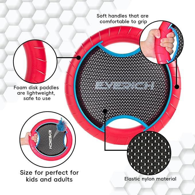 EVERICH TOY Trampoline Paddle Ball Set with 4 Bouncy Paddles & 8 Balls - Soft Foam Design for Kids Play Indoor Outdoor Beach Backyard Lawn - Great Gift Idea for Boys & Girls