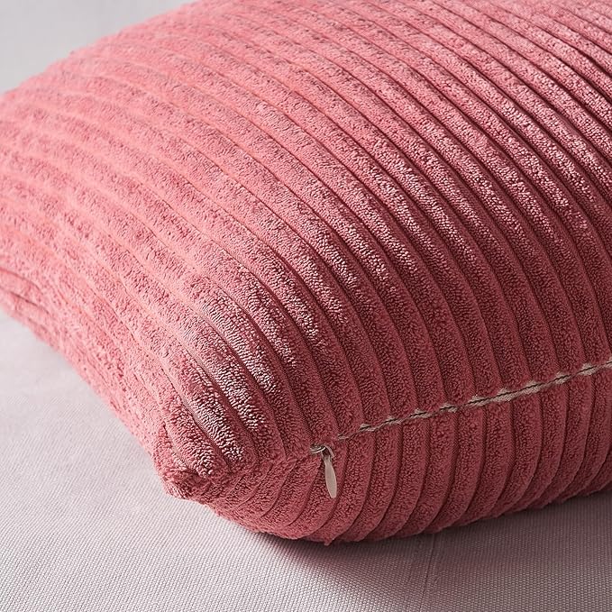 Topfinel Pink Throw Pillows Covers 20x20 Inch Set of 4,Farmhouse Corduroy Decorative Cushion Case,Valentine's Day Pillow Case for Bedroom Couch Sofa Living Room,Spring Home Decor