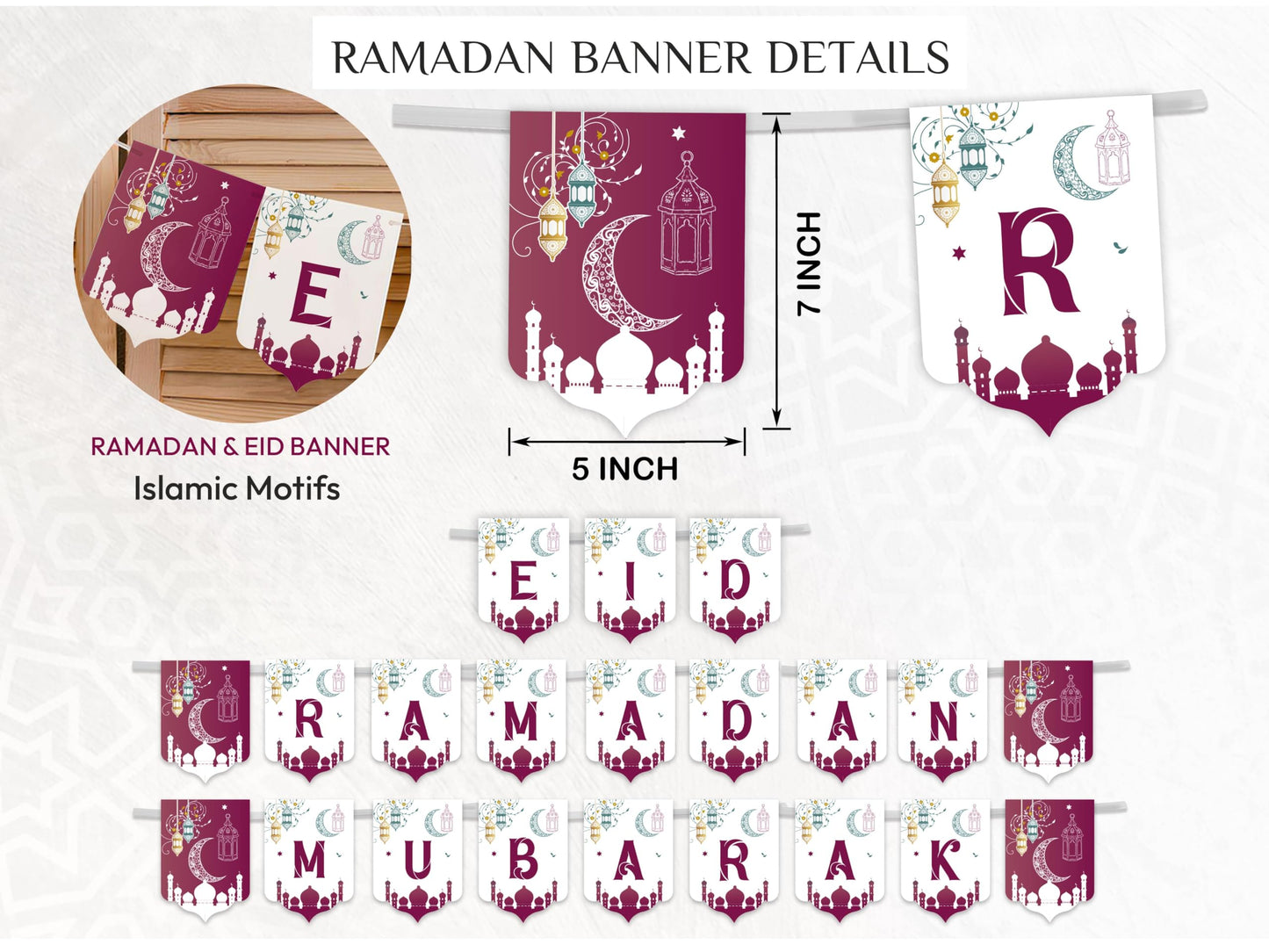 OLEEK eid mubarak banner- eid decorations for home 2026 - eid mubarak decorations - eid decor - ramadans mubarak decorations - eid decoration - eid and ramadan banner
