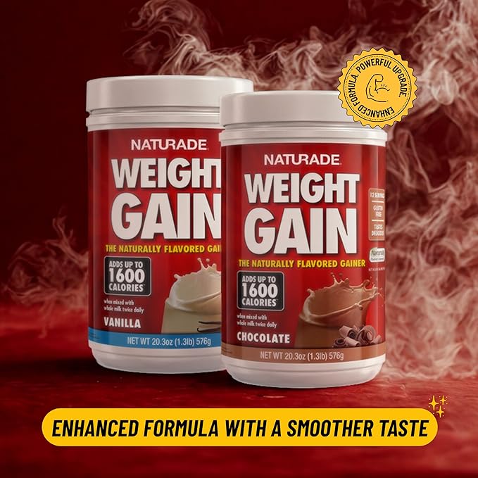 Naturade - All Natural Weight Gain Drink Mix - Gluten Free, Delicious Taste, 1600 Calories per Servings - Mass Gainer w/Carbohydrates & Protein - Chocolate, 20.3 Ounce (12 Servings).