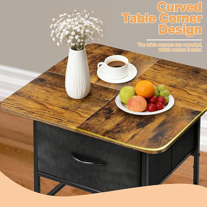 Coffee Tables for Living Room,Modern Small Coffee Table with 2 Large Storage Drawers,Wooden Square Center Table for Small Space,Apartment,Dorm,Home Office,Rusitc Brown