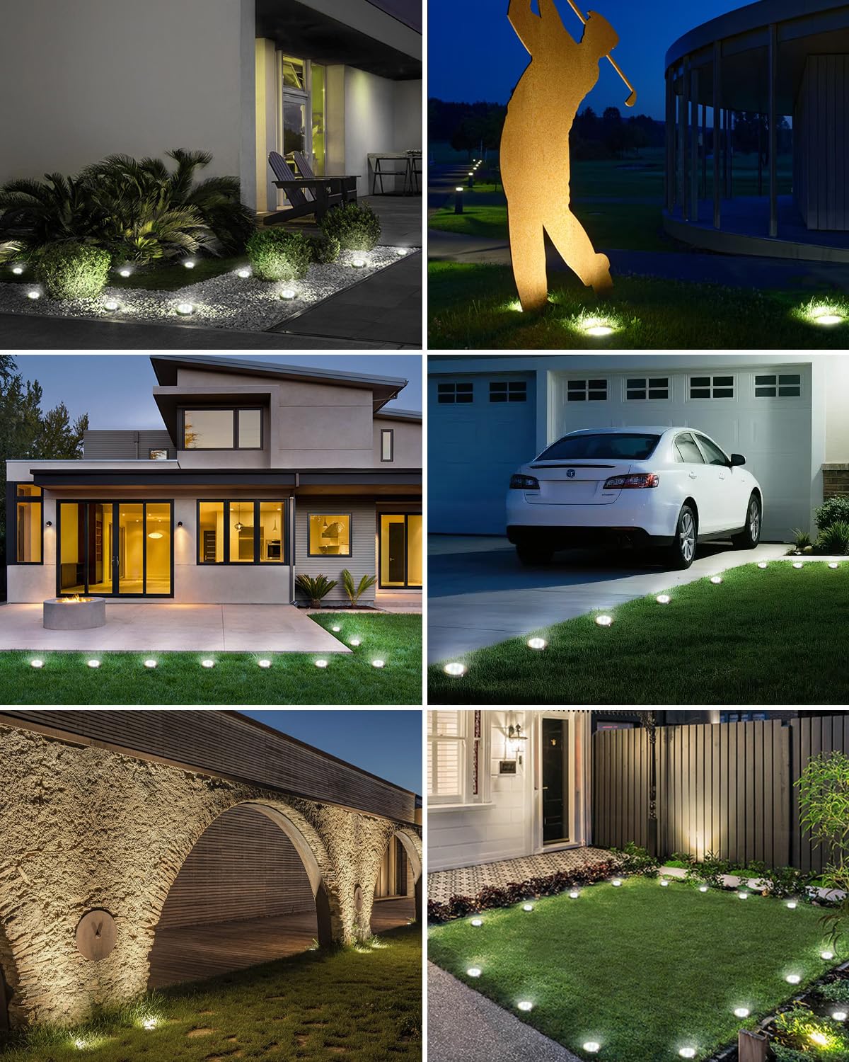 btfarm 16 Pack Solar Lights Outdoor, 8 LED Solar Ground Lights IP65 Waterproof Flat Solar Disc Light, Pathway Lights for Garden Lawn Patio Yard Path Landscape, Cool White