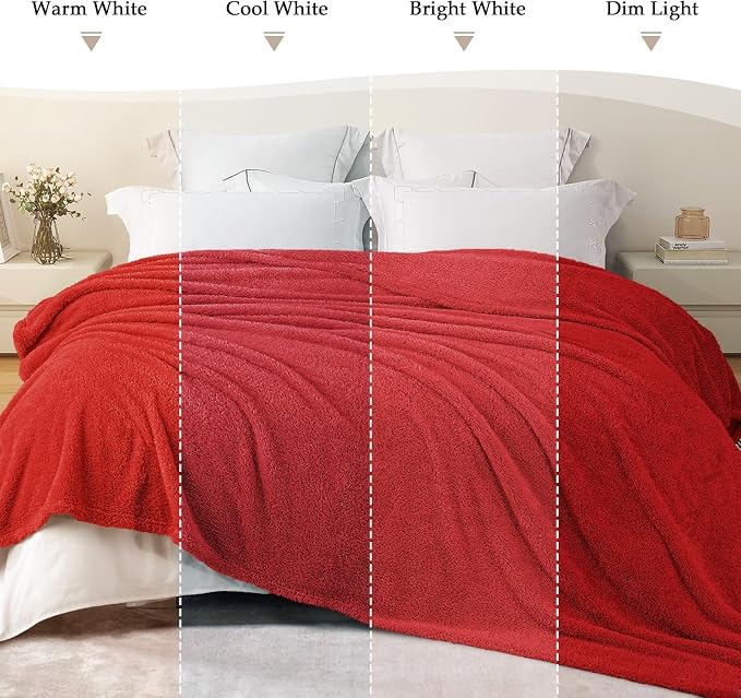 Exclusivo Mezcla Fleece Bed Blankets Queen Size, Ultra Soft, Lightweight and Fuzzy Red Blanket for Women, Home Decor, 90x90 Inches