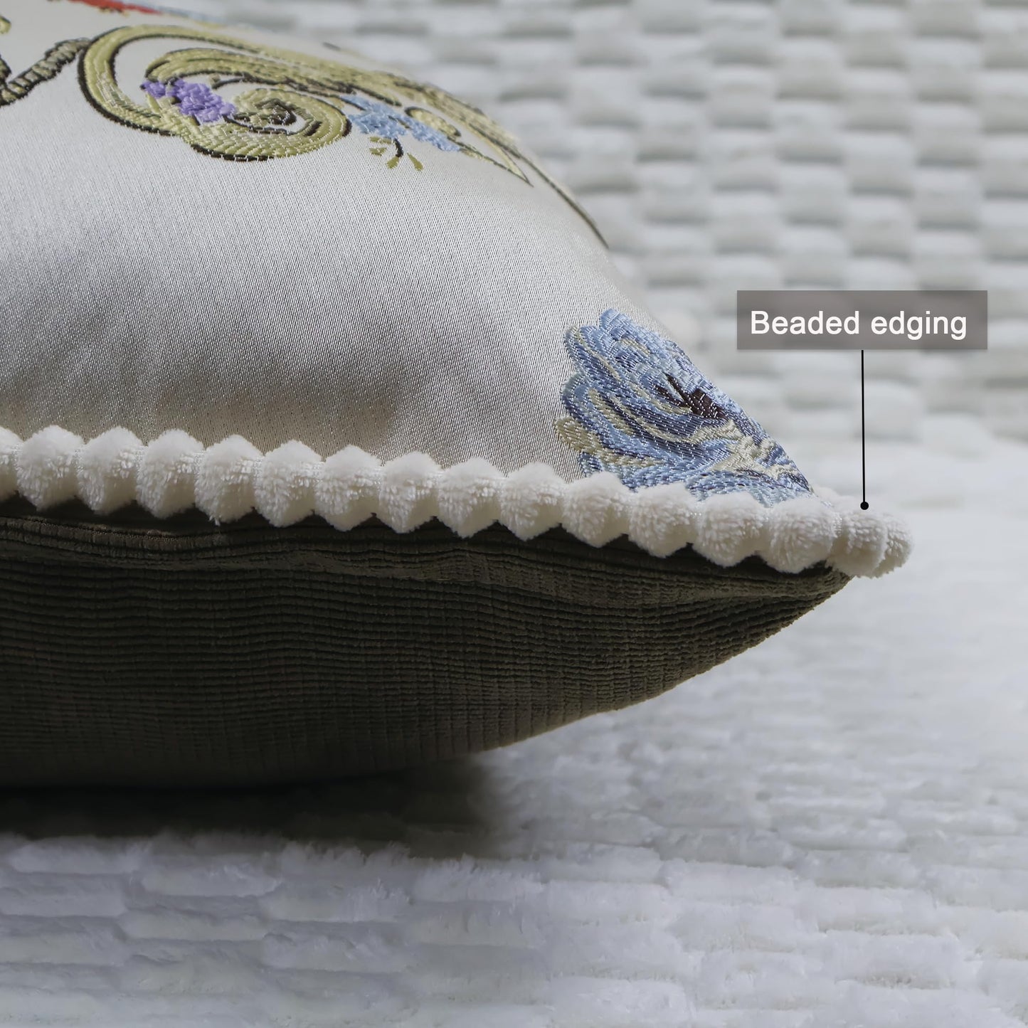SZHELEJIAM Pillow Cover Set of 2, Jacquard Vintage Embroidered Pillow Case, for Sofa Cushion Cover for Sofa, Bed, Living Room, Throw Pillow Covers 18x18 Beige