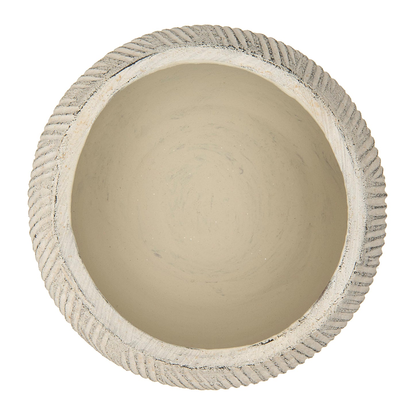 Creative Co-Op Distressed Cream Terracotta Planter with Fluted Texture
