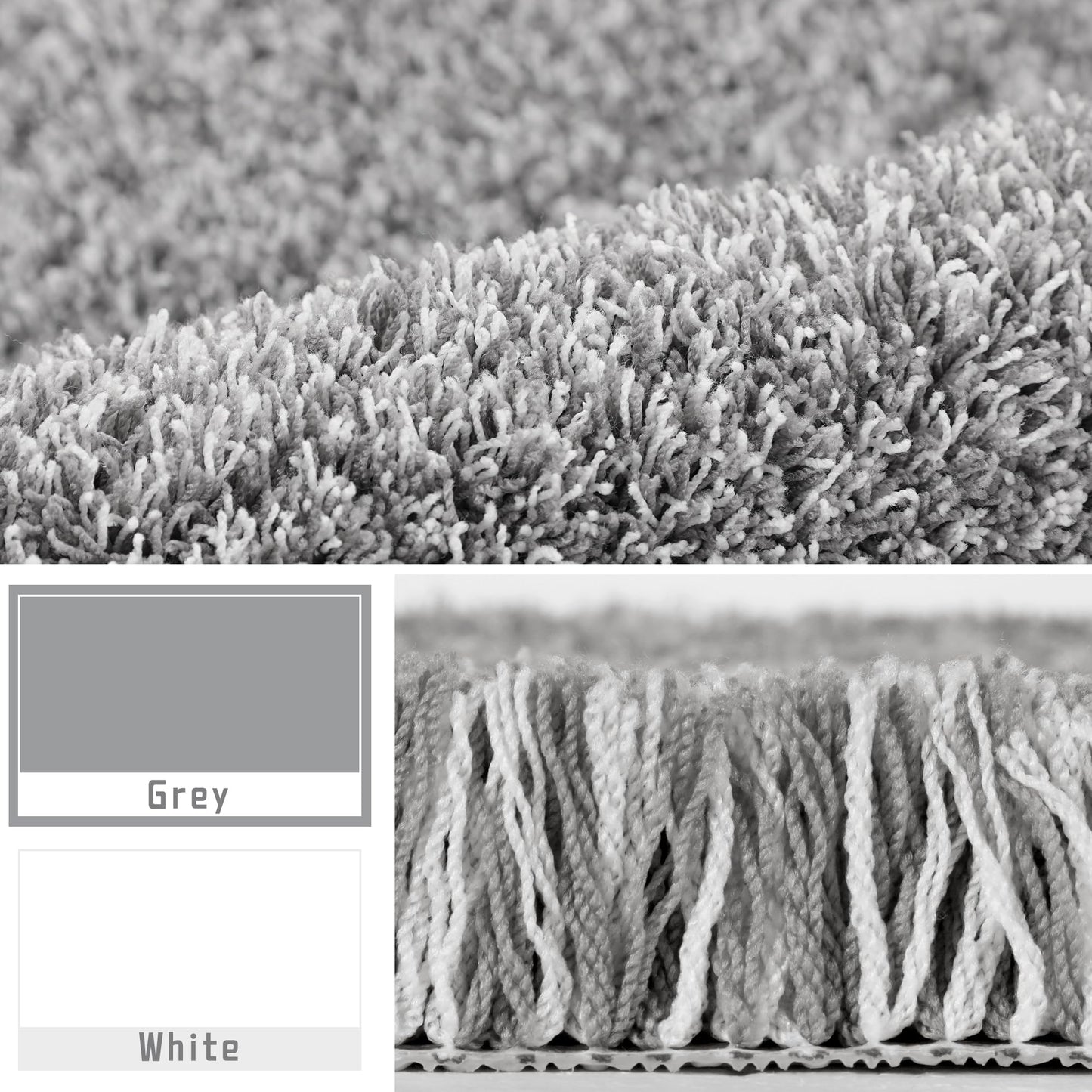 Yimobra Bathroom Rugs Non Slip Washable, Ultra Soft and Water Absorbent Bath Mats, Fluffy Shower Mat Outside, Plush Matts for Bathroom Floor/Sink, 24x17, Home Decor Accessories, Light Gray and White
