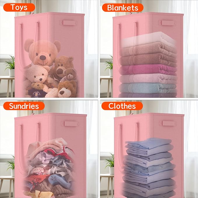 Slim Laundry Hamper with Wheels,20 Gal (75L) Rolling Laundry Basket with lid and wheels Clothes Hamper Foldable Tall Dirty Clothes Basket Sturdy Collapsible Clothes Hamper for Dorm,Laundry Room