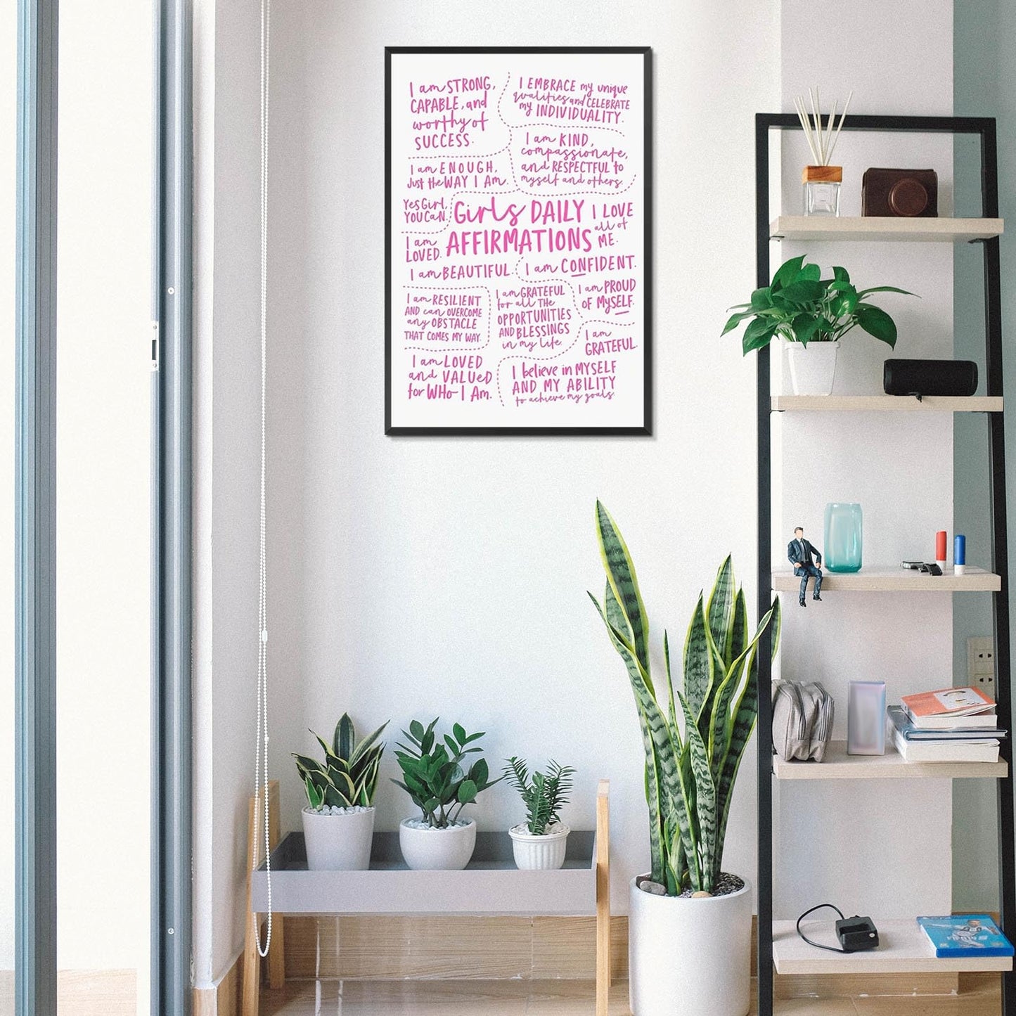 JMGHKL Girly Daily Affirmations Wall Art Pink Motivational Inspirational Posters Trendy Positive Uplifting Quotes Canvas Prints For Girls Bedroom Teen Bedroom Wall Decor 12x16in Unframed