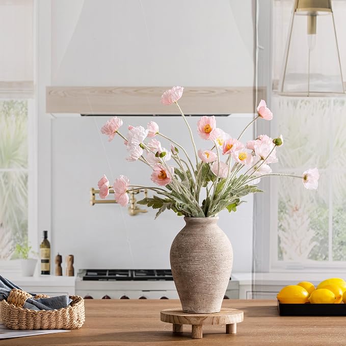 Vanselia Ceramic Flower Vase Home Decor - Large Farmhouse Table Vases Rustic Vintage Living Room Kitchen Bedroom Decorations for House Book Shelf Office Coffee Desk Dining Fireplace (9" Retro)