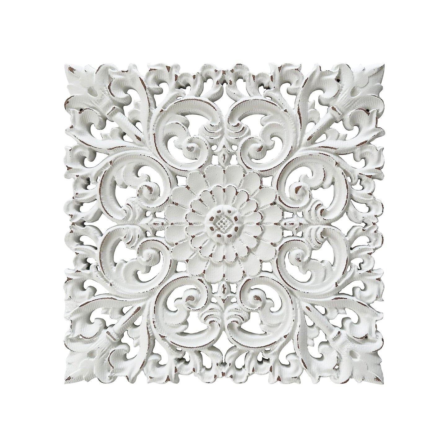 Musanpou Unique Hand Carved Wooden Wall Panels with Hanging Floral Decorations - Rustic Farmhouse Living Room and Bedroom Wall Decoration