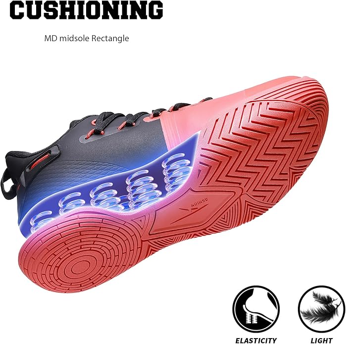 ASHION Mens Basketball Shoes Lightweight Breathable Sneakers Anti Slip Sports Shoes for Running Walking Mid Top Sneakers