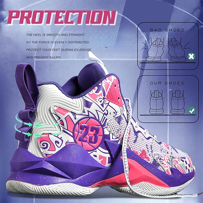 Men's Basketball Shoes Breathable Anti Slip Fashionable Graffiti Training Shoes Outdoor Shoes