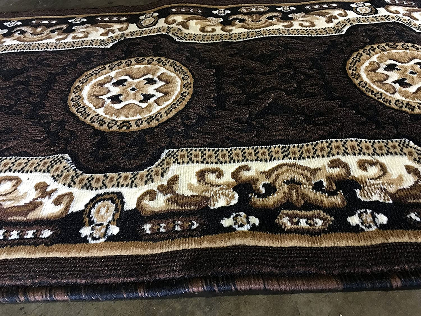 YHSF Traditional Floral Area Rug - Washable Carpet for Living Room, Bedroom, Entryway, or Kitchen - Easy Clean Colorful Flower Rug - Black, 2 ft x 7 ft