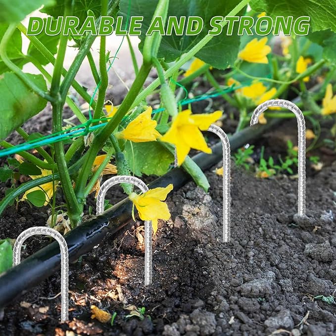 Rebar Stakes 16inx10mm Galvanized J Hook 12pcs – Heavy Duty Ground Tent Stakes for Fence,Bounce House,Outdoor Plants,Artificial Turf,Dog Coop,Metal Stakes for Christmas Decorations