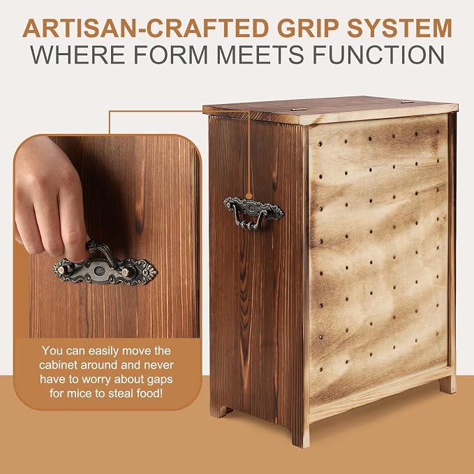 Mini Potato and Onion Storage Bin - Wooden Storage Box for Kitchen Countertops, Vegetable Storage Bins, 12.2" W x 6.5" D x 16" H (Black)