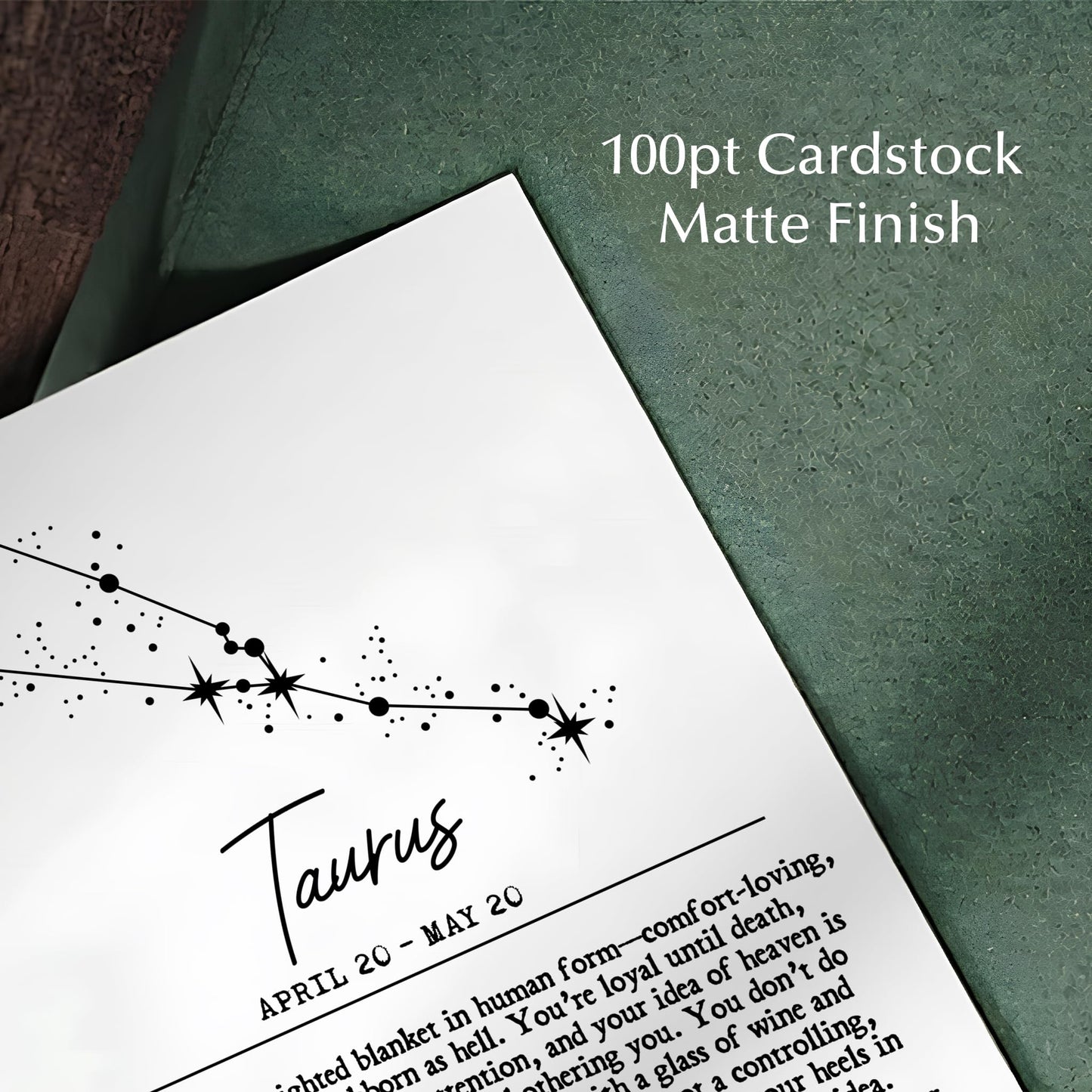 Taurus Zodiac Wall Art Print – Funny & Snarky 11x14 Unframed Astrology Poster with Constellation & Satirical Traits – Comedic Horoscope Gift for Taurus Women or Men – Cozy Earth Sign Home Decor.
