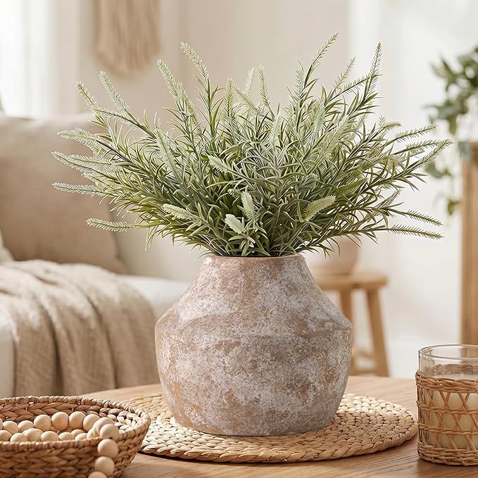 Ceramic Flower Vase, 5.2in Farmhouse Table Rustic Vases, Small Flower Terracotta Vases for Home Decor, Living Room,Table, Handcrafted (Terracotta)
