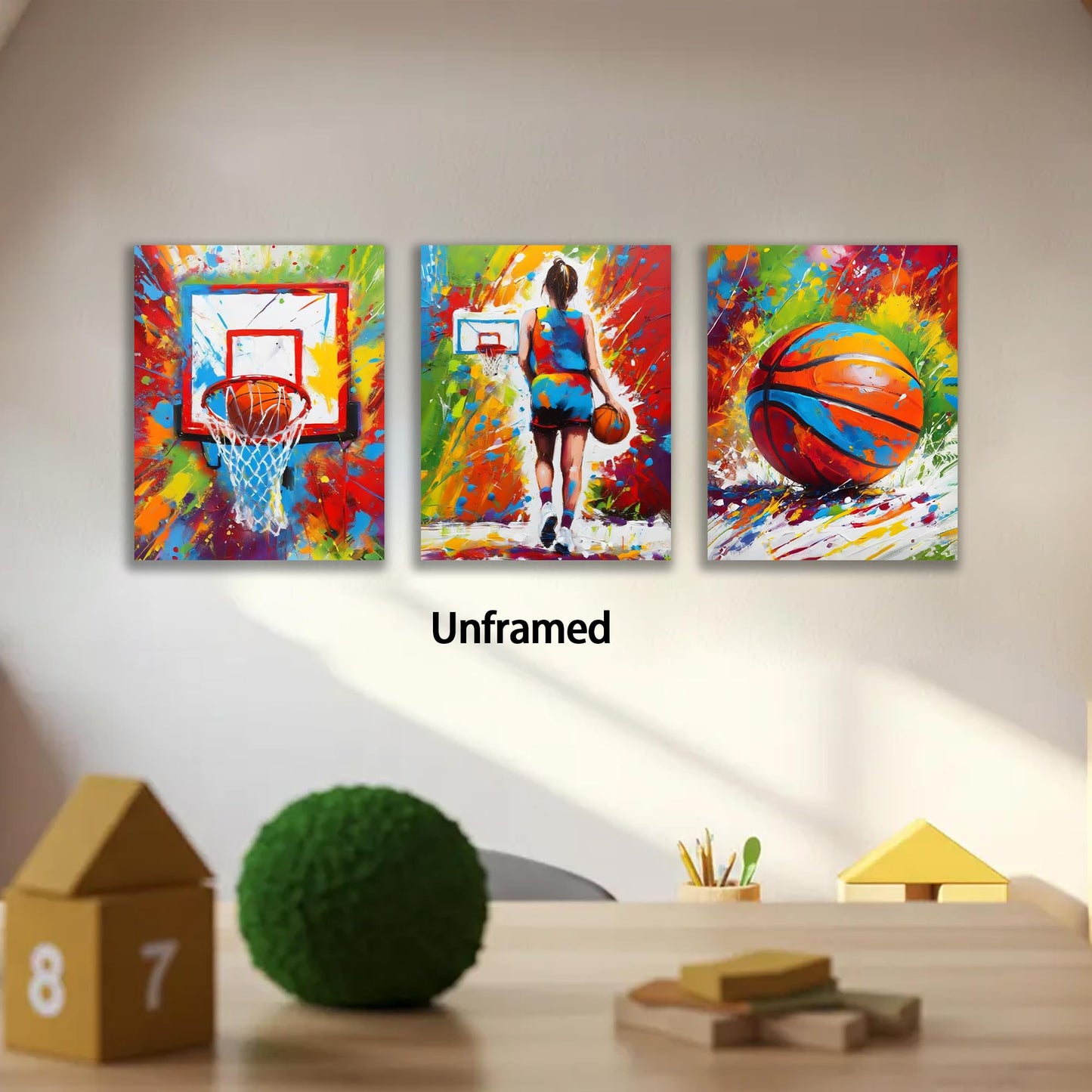 Frimeeme Basketball Wall Art Prints Posters,Basketball Posters For Girl Bedroom,Graffiti Wall Art for Girls Bedroom Print - 4pcs 8x10in Unframed