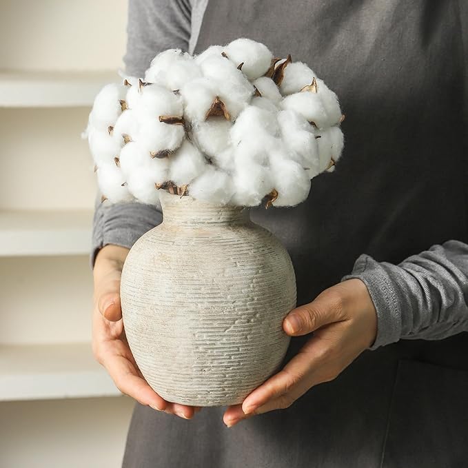 Vanselia Ceramic Flower Vase Home Decor - Small Farmhouse Table Vases Rustic Vintage Living Room Kitchen Bedroom Decorations for House Book Shelf Office Coffee Desk Dining Fireplace (6" Retro)