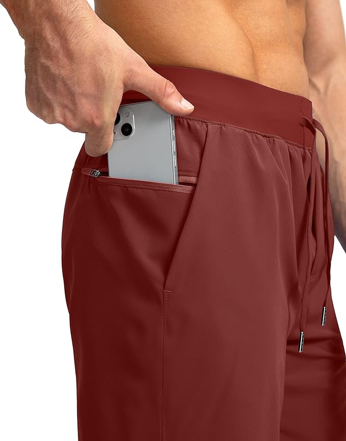 Men's Running Shorts with Zipper Pockets 9 Inch/ 7 Inch / 5 Inch Lightweight Quick Dry Gym Workout Athletic Shorts for Men(7 Inch)
