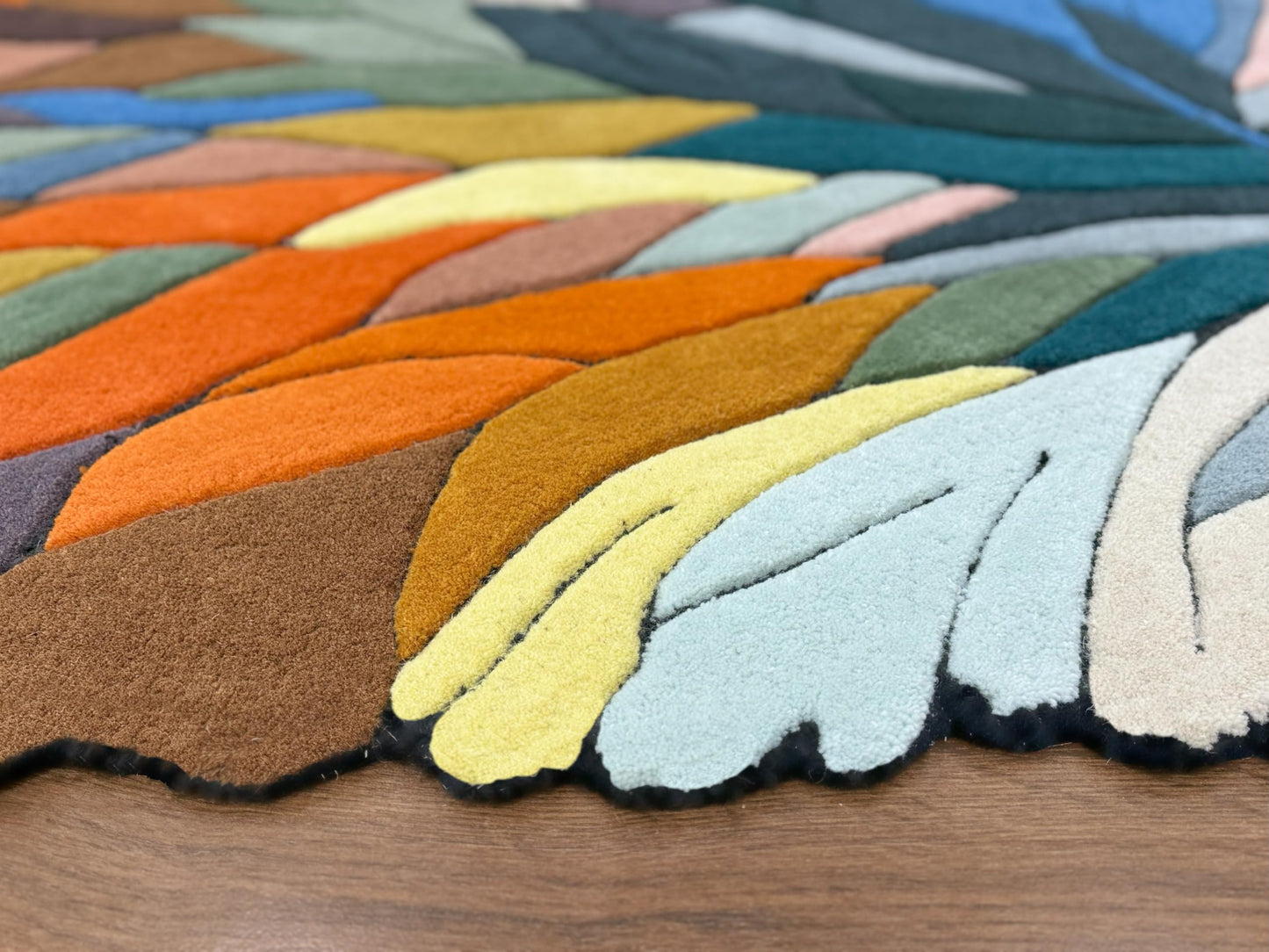 Anthrofy Irregular Shape Wool Area Rug – Multicolor 4’ x 6' – Handmade - Unique Botanical Design – Thick & Soft Rugs for Living Room, Bedroom –Non-Slip Backing with 100% Cotton