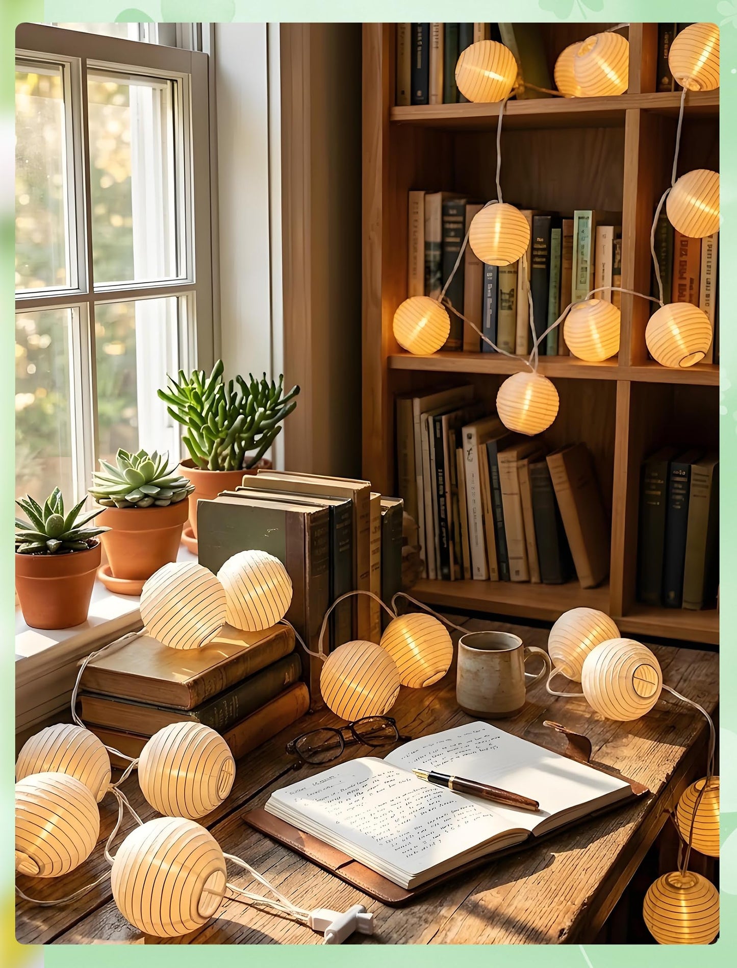 White Lantern String Lights Plug in, 8.5Ft Hanging Indoor Decorative String Lights with 10 Cute White Nylon Lanterns Lights Connectable for Indoor Outdoor Bedroom Ramadan Backyard Patio Bistro Decor