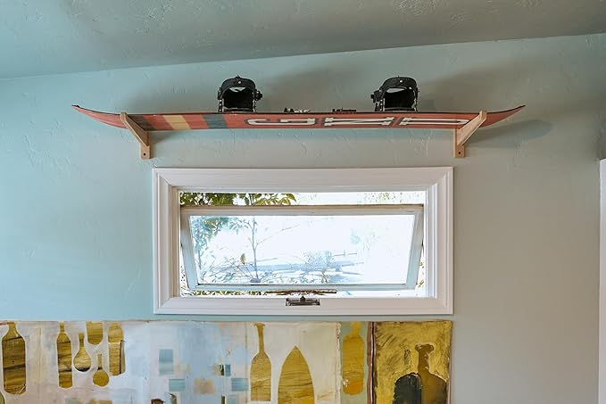 Bamboo Snowboard Wall Mount ??Horizontal Snowboard Rack for Display or Storage ??Durable Wall Hanger for Snowboards ??Holds