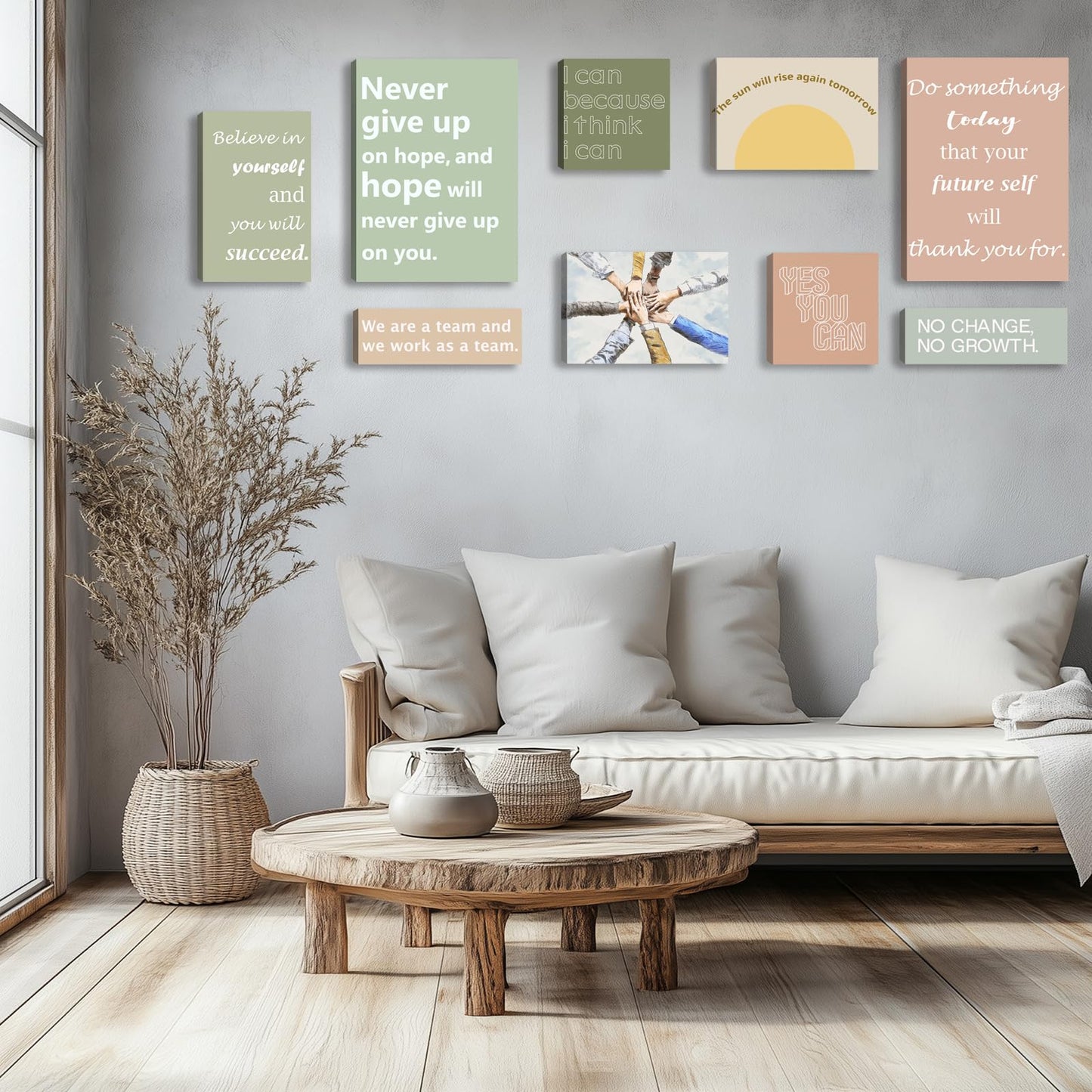 Motivational Wall Decor for Living Room Inspirational Wall Art Motivational Quotes Posters Positive Affirmation Office Wall Decor Set of 9 Canvas Prints Framed Artwork