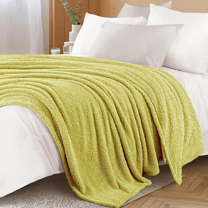 Exclusivo Mezcla Fleece King Size Bed Blanket, Ultra Soft, Lightweight and Fuzzy Light Green Blanket for Women, Home Decor, 90x104 Inches