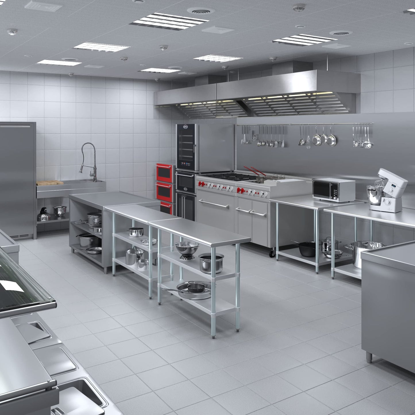 18" X 48" Stainless Steel Table with 2 Shelves | Commercial & Residential Kitchen Laundry Garage Utility Bench | NSF Metal Prep Table