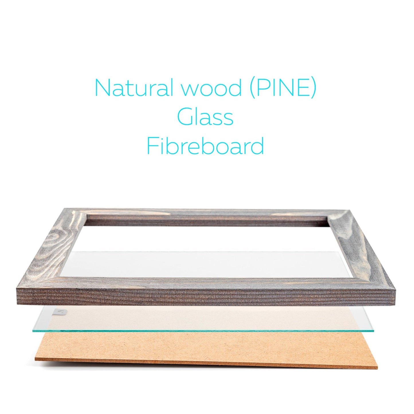 Rustic Wooden Picture Frame 5x7 Inch - Set of 2-100% Natural Eco Distressed Wood - Real Glass - Made for Wall and Table Top Display - Grey
