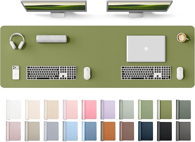 YSAGi Leather Desk Protector, Office Mat, Large Mouse Mat, Non-Slip PU Leather Blotter, Laptop Desk Mat, Waterproof Writing Pad for Office and Home(Green, 63" x 17.2")