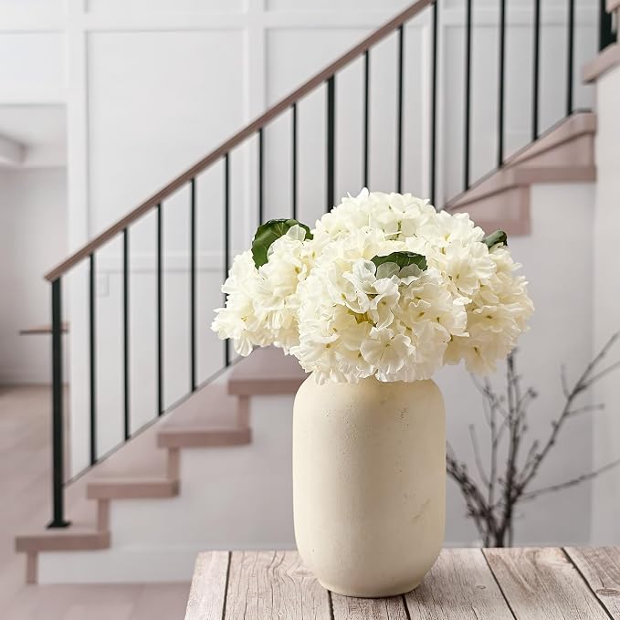 SIDUCAL Rustic Farmhouse Flower Vase | 9.5 Inch Large Ceramic Vase | Pampas Grass | Modern Farmhouse for Home Decor, Table, Living Room Decoration, Shelf Decor, Mantel, Fossil