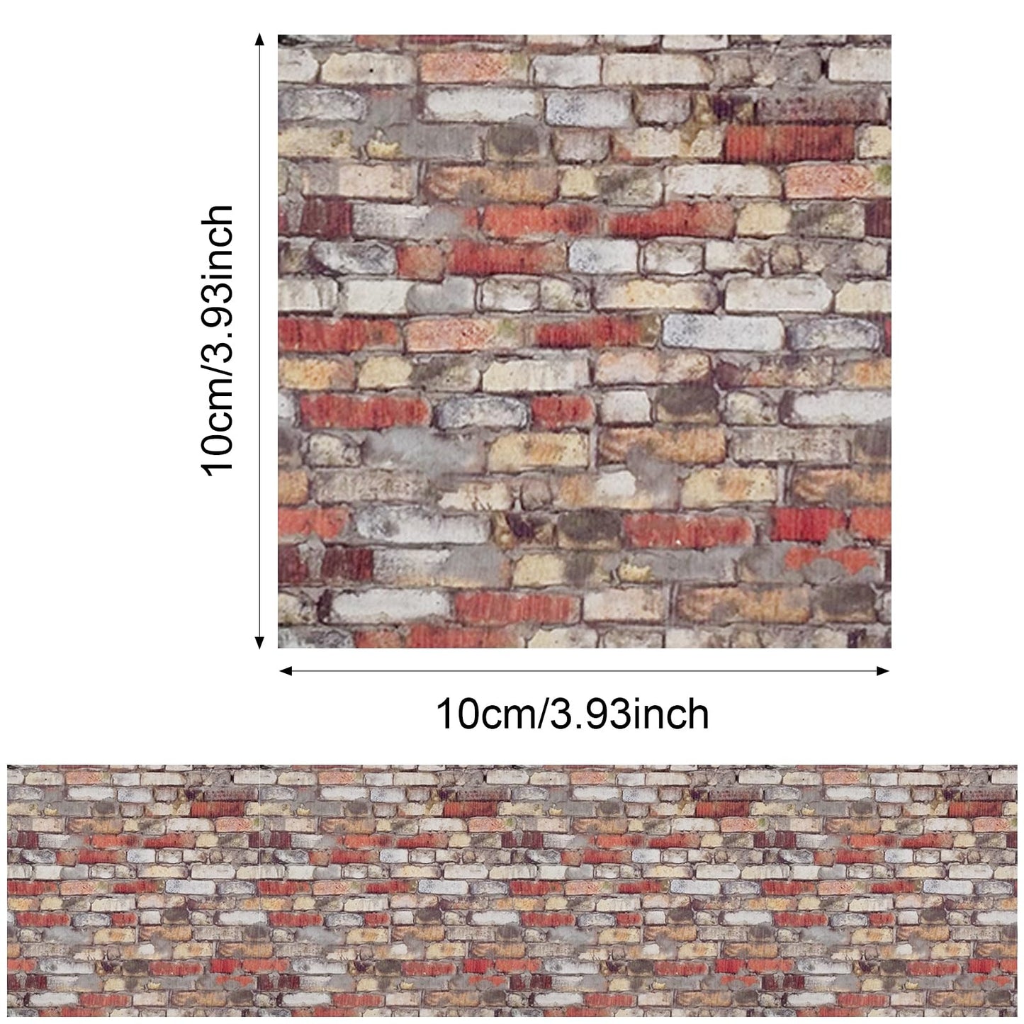 Attuslla 16 PCS Miniature Mini House Floor Tiles Self Adhesive Floor Tiles Faux 3D Brick Wall Paper Sticker for Mini House Decoration, 3.94 Inch, Red Brick B