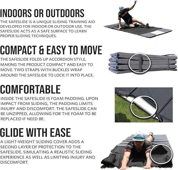 On Deck Sports Safe-Slide Baseball & Softball Sliding Mat – Foldable, Indoor/Outdoor Training Tool for Sliding Technique, Durable & Padded Design