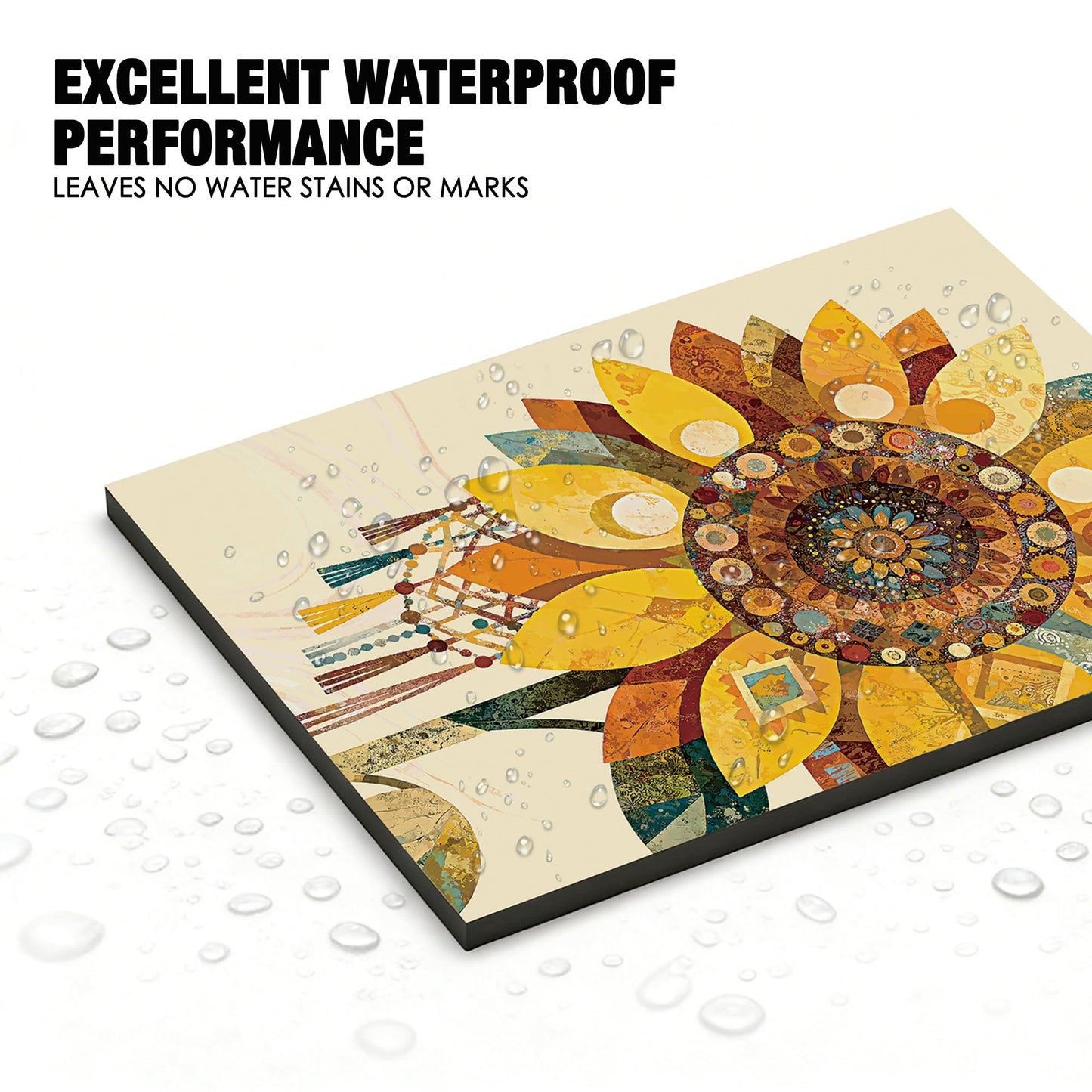 INFINIPANEL Sunflower Wall Art Print for Bathroom Framed Wall Decor - XPS Waterproof & Lightweight Construction - Perfect for Humid Bathrooms Boho Decor for Home, Bedroom & Living Room -12"×16"