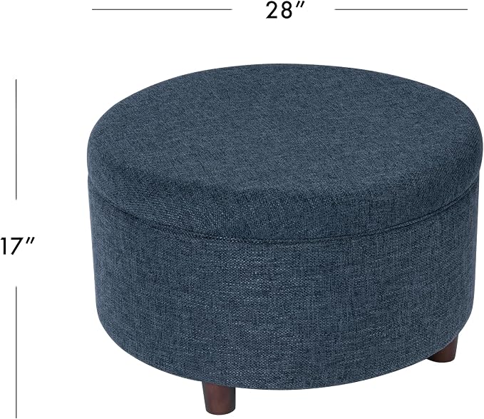 HomePop Round Storage Ottoman - Textured Navy
