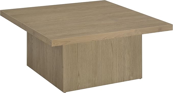 Coaster Home Furnishings - Devar - Wood - Square Coffee Table with Pedestal Base, Geometric Design and Transitional Style - Living Room - Latte - 710918