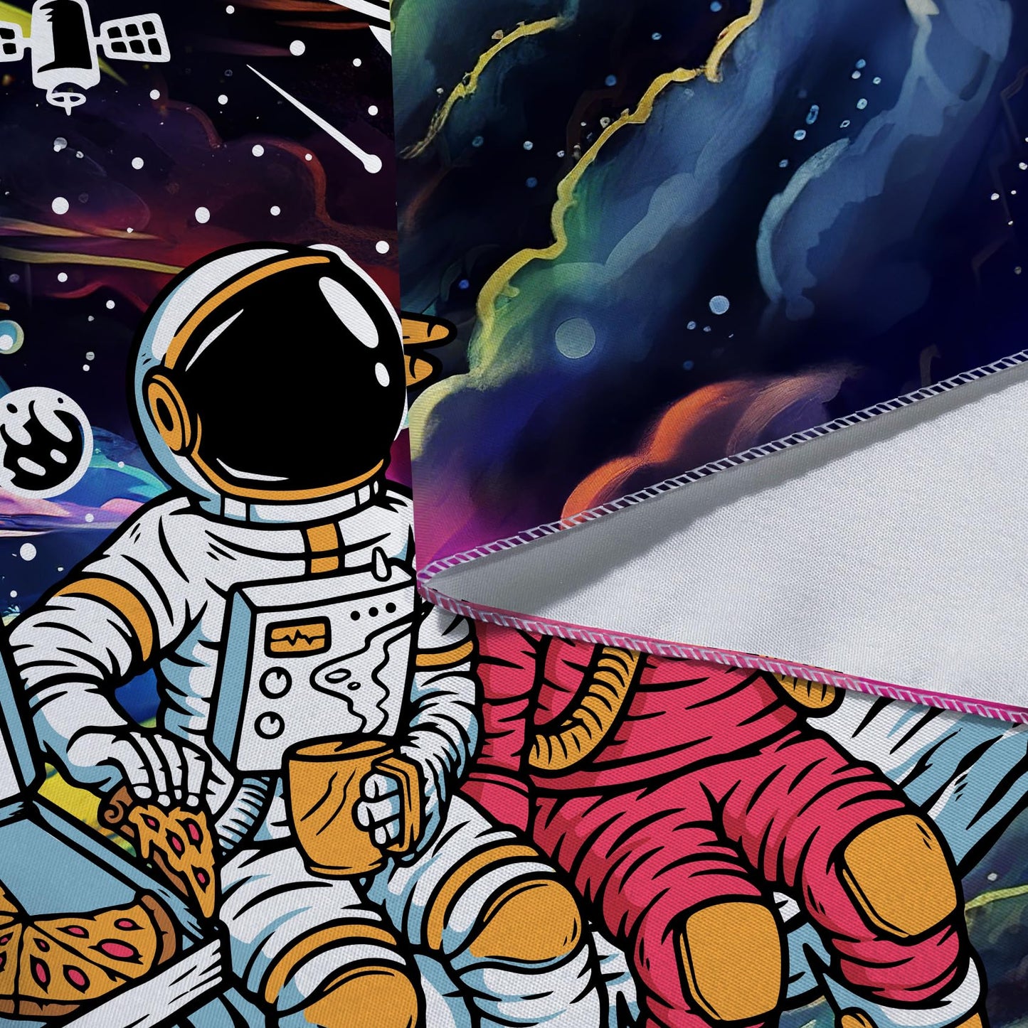 Sanzugh Funny Space Astronaut Alien Tapestry for Men Guys Bedroom, Cool Trippy Universe Planet Art Tapestries Wall Hanging College Dorm Boys Room Decor 60"X40", Psychedelic Blacklight Galaxy Poster