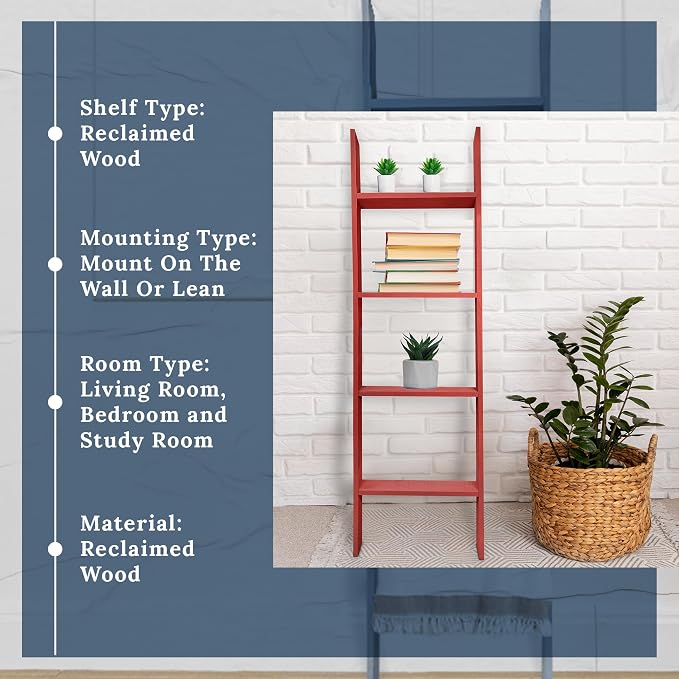 BARNWOODUSA Throw Blanket Ladder – Fully Assembled Reclaimed Wood – Rustic Decorative Ladder for Towels, Quilts, & More – Perfect Farmhouse Decor for Bathroom, Porch, or Living Room,4ft.